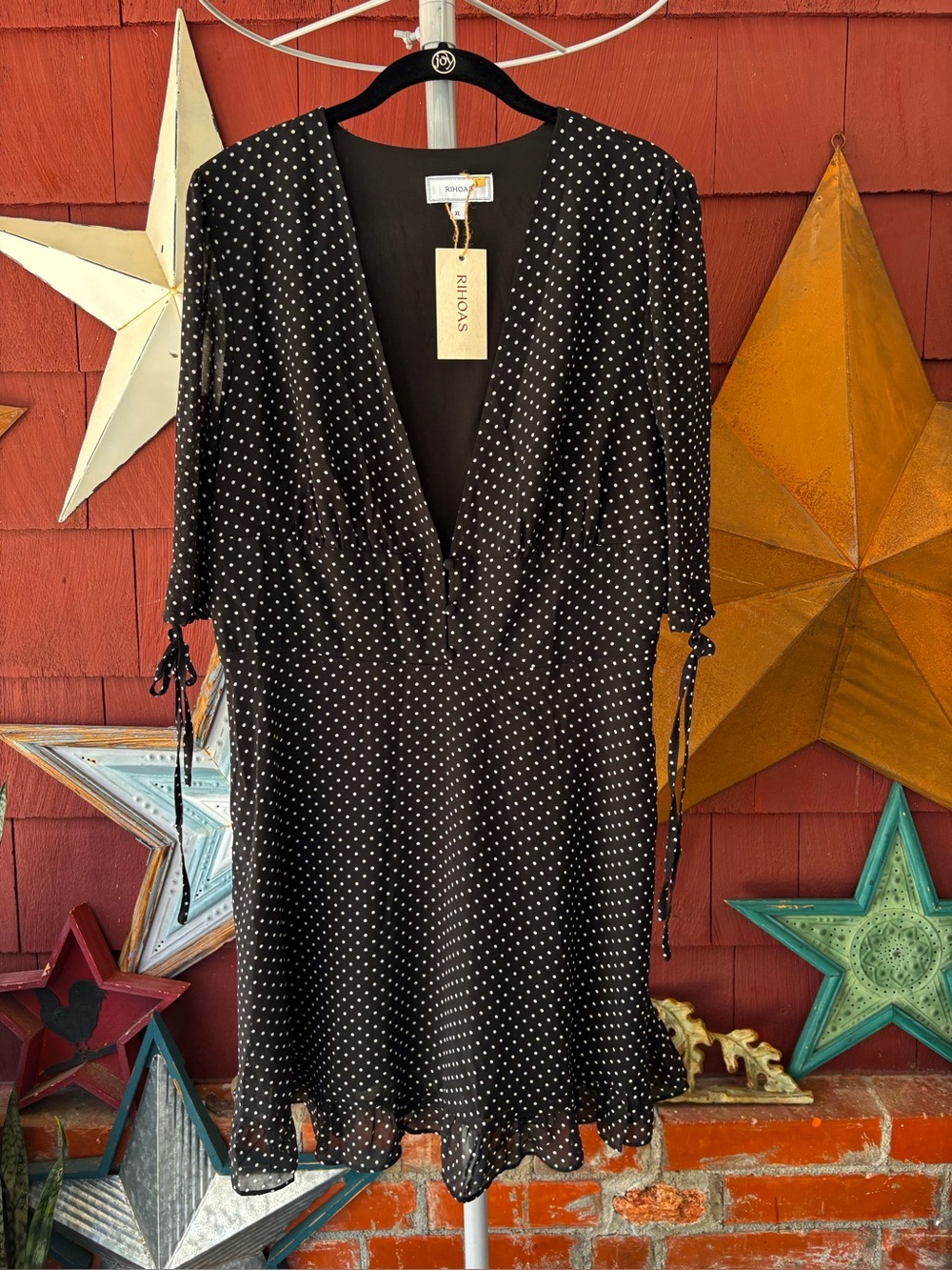 NWT Rihoas Polka Dot Dress Black & White Women’s Size XL
